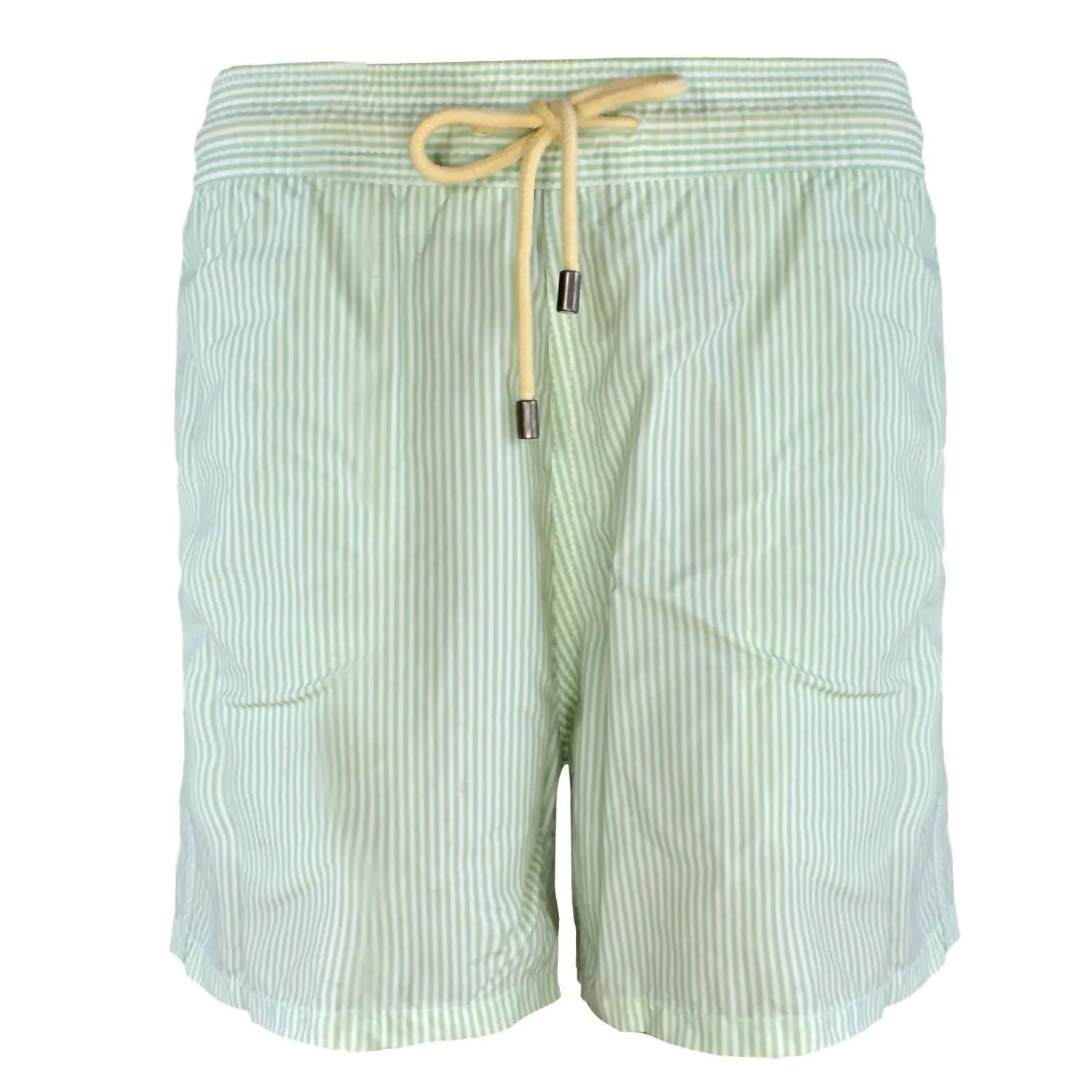 Men The Classic Drawstrings Swim Short Trunks In Aquamarine & White