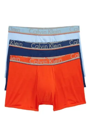 Men's 3 Underwear Comfort Microfiber Trunks In Rapid Blue/estate Blue/oriole