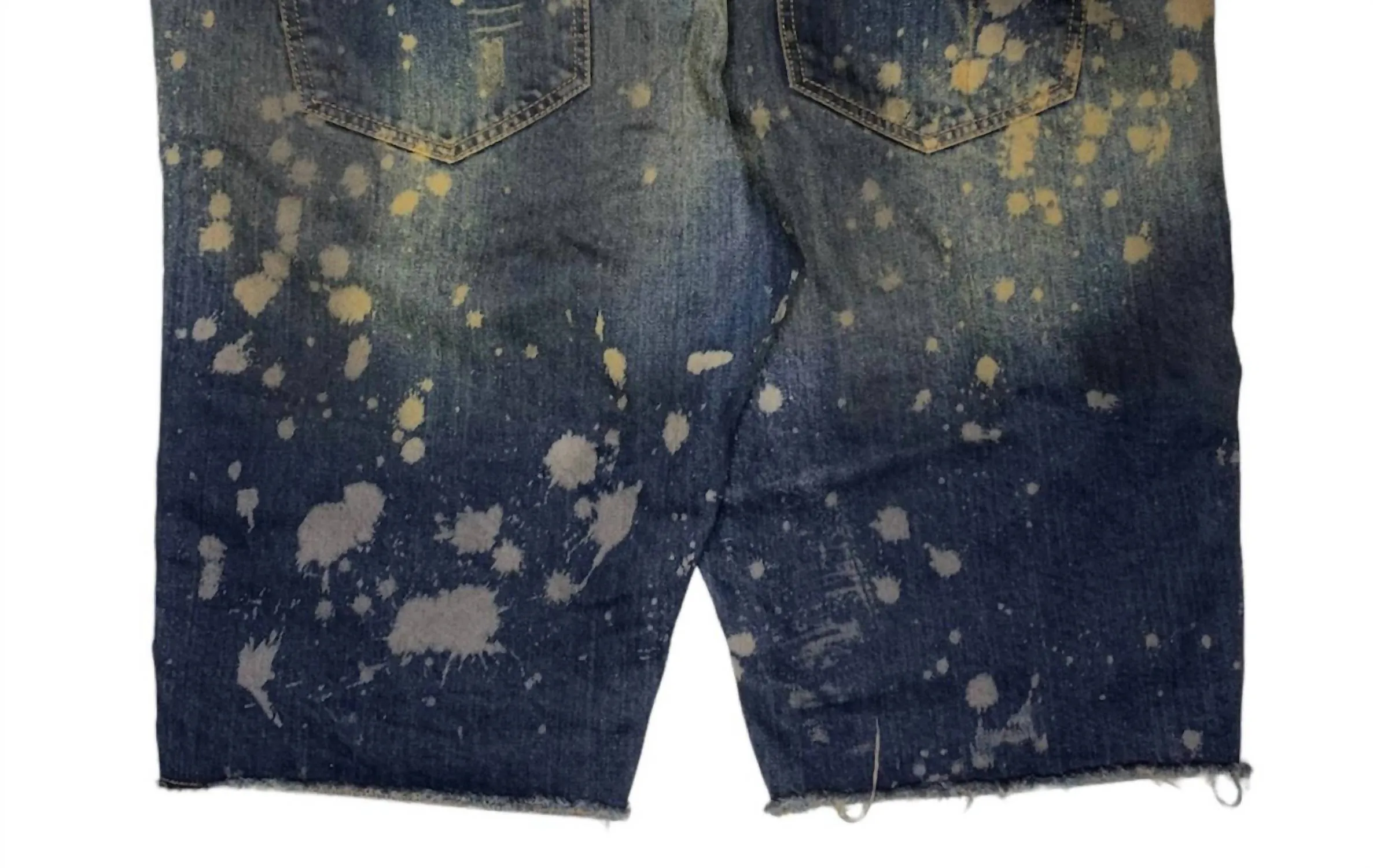Men's Distressed Denim Short In Dark Wash