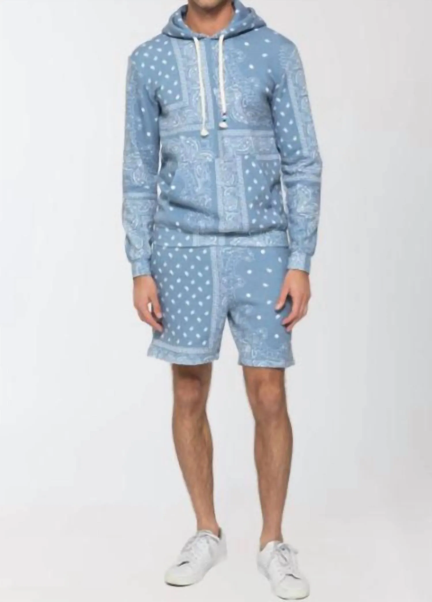 Men's Patchwork Short In Blue