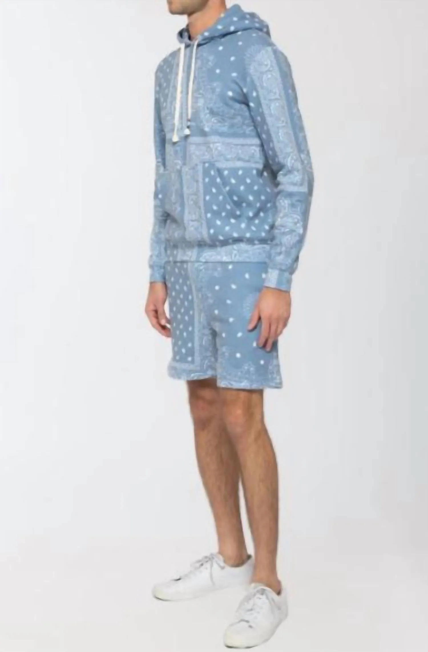 Men's Patchwork Short In Blue