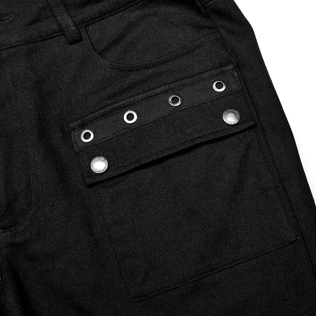 Men's Punk Strappy Plaid Splice Pants with Straps