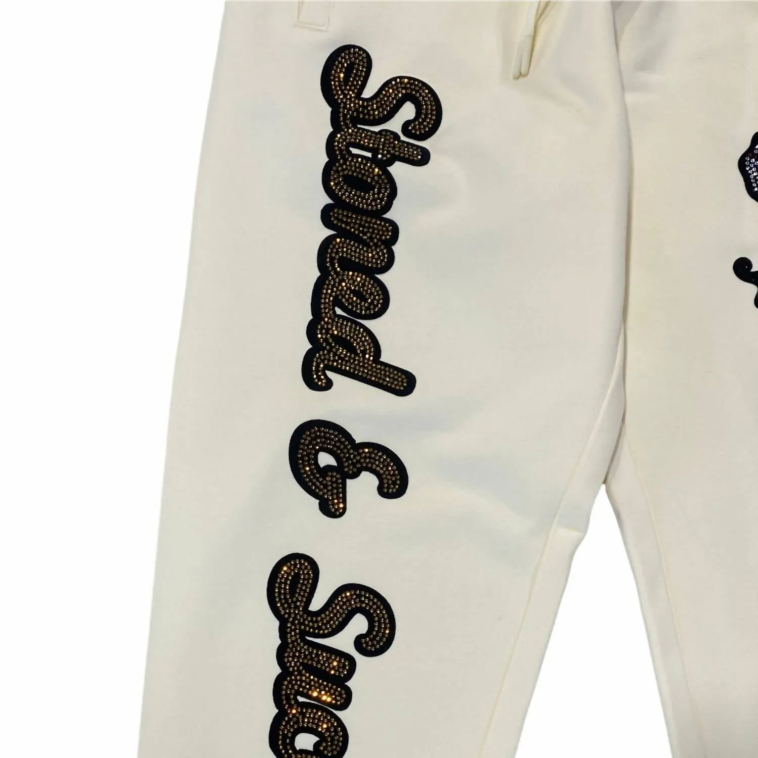 Men's Rhinestone Stoned Joggers In Eggshell