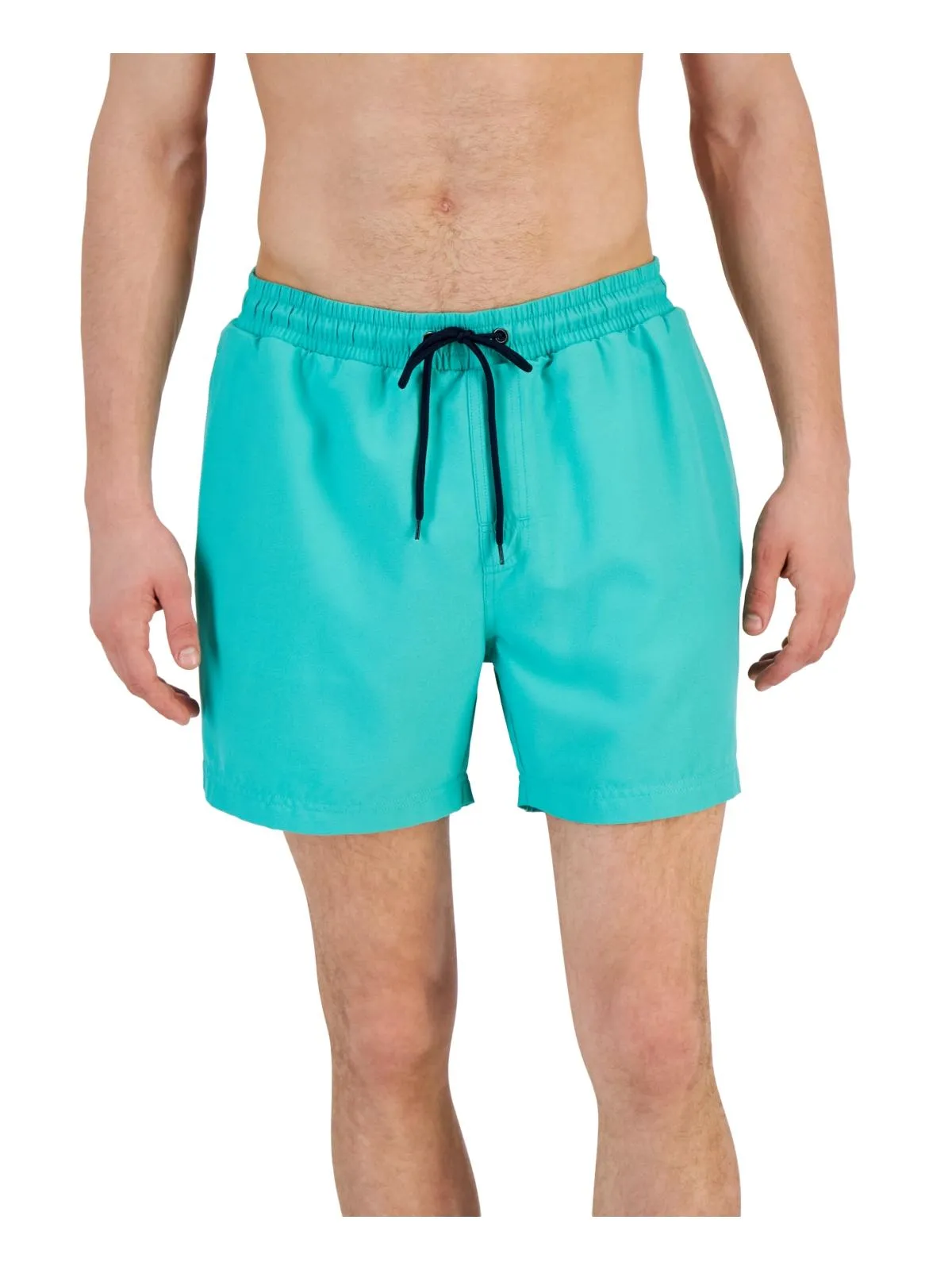 Mens Solid Polyester Swim Trunks