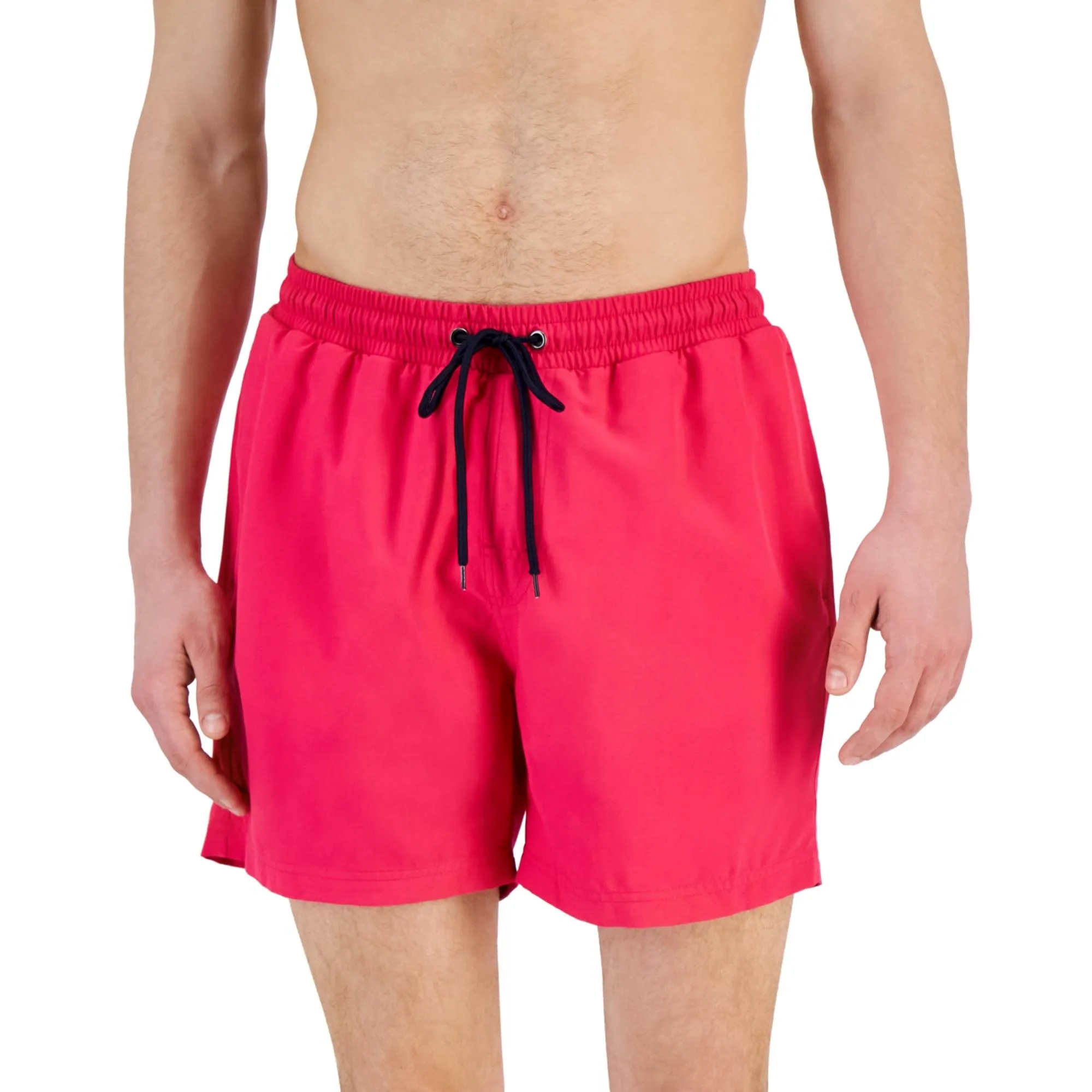 Mens Solid Polyester Swim Trunks