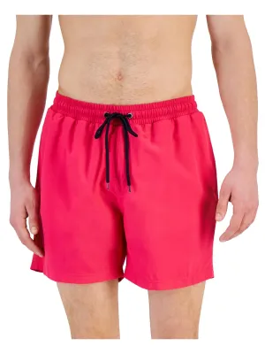 Mens Solid Polyester Swim Trunks