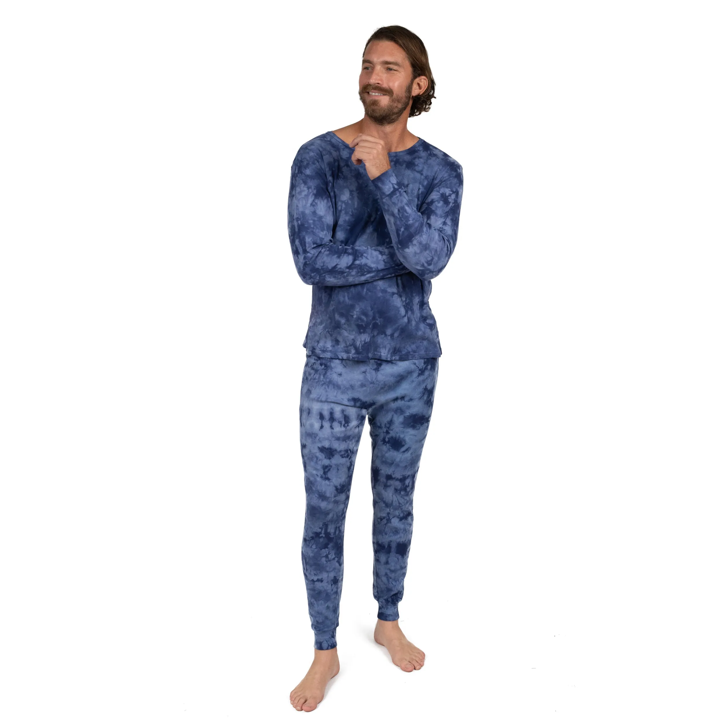 Mens Two Piece Cotton Pajamas Tie Dye