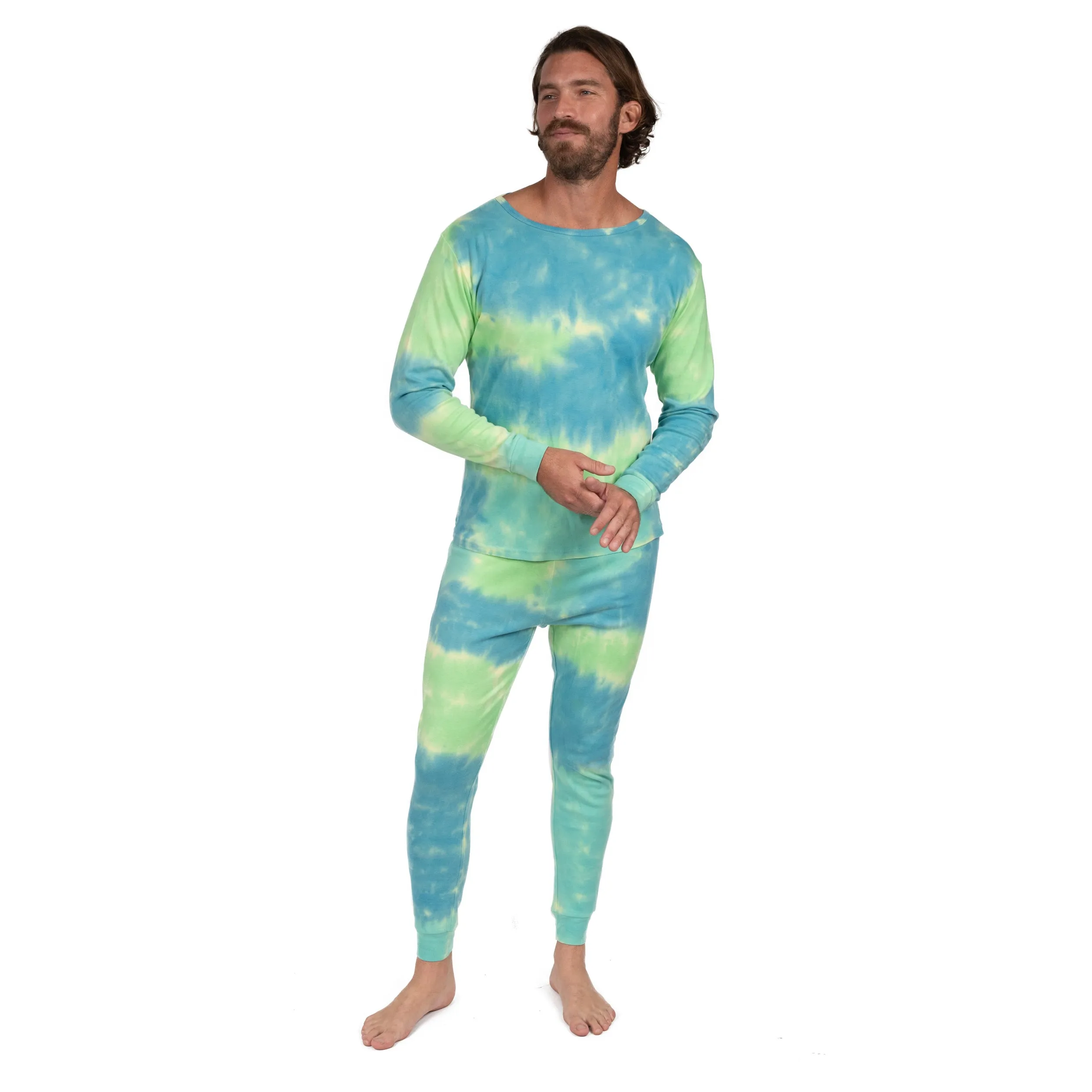 Mens Two Piece Cotton Pajamas Tie Dye