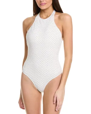 Milly Jackie Textured Waves Halter One-Piece