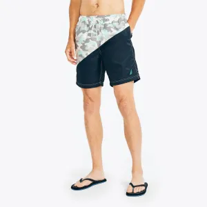 Nautica Mens Sustainably Crafted 8" Diagonal Stripe Quick-Dry Swim
