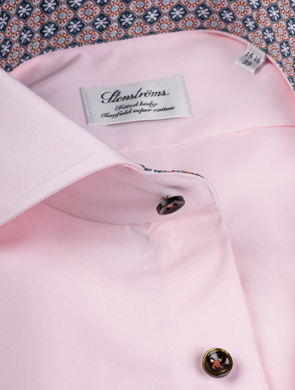 Pink Contrast Inlay Fitted Shirt