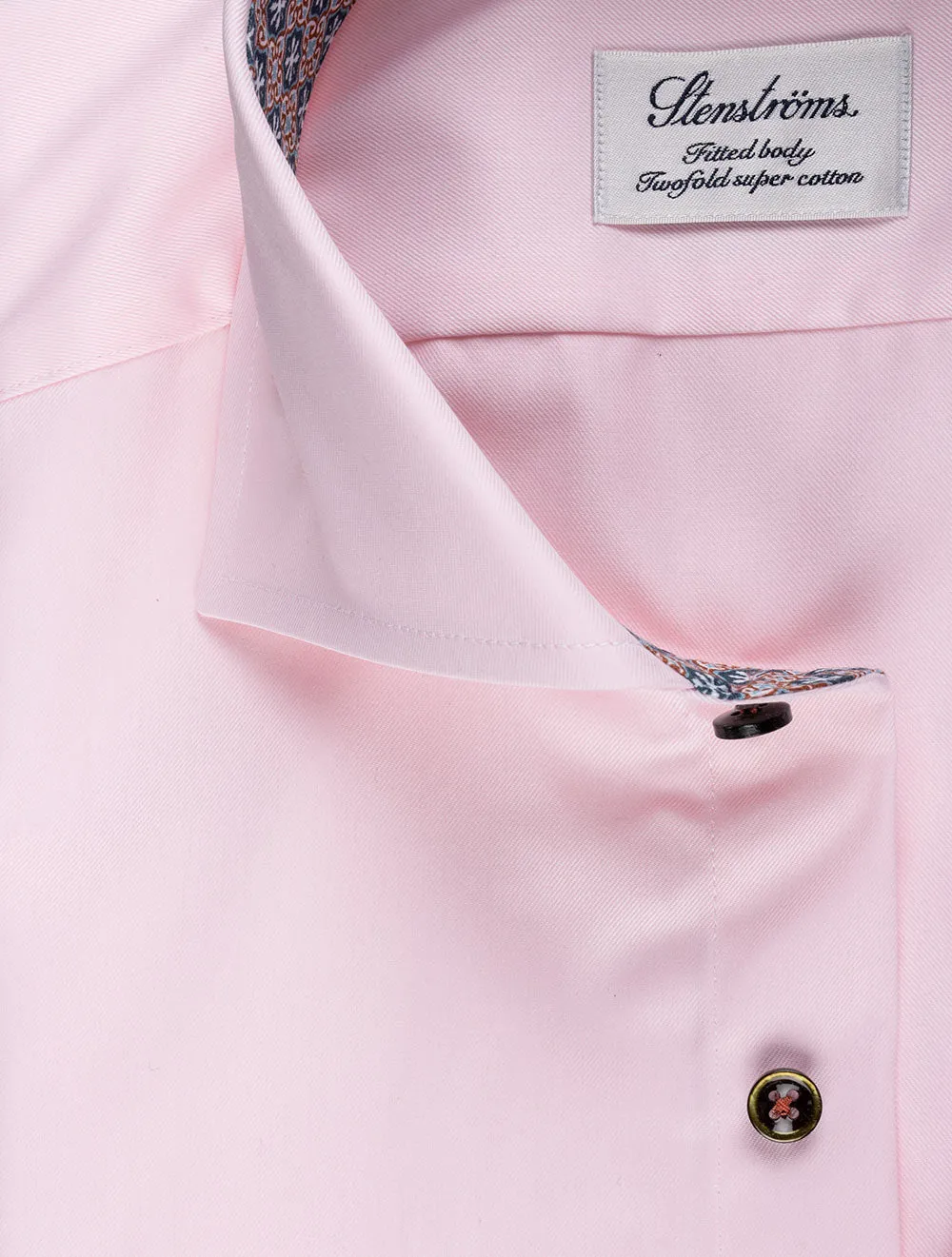 Pink Contrast Inlay Fitted Shirt