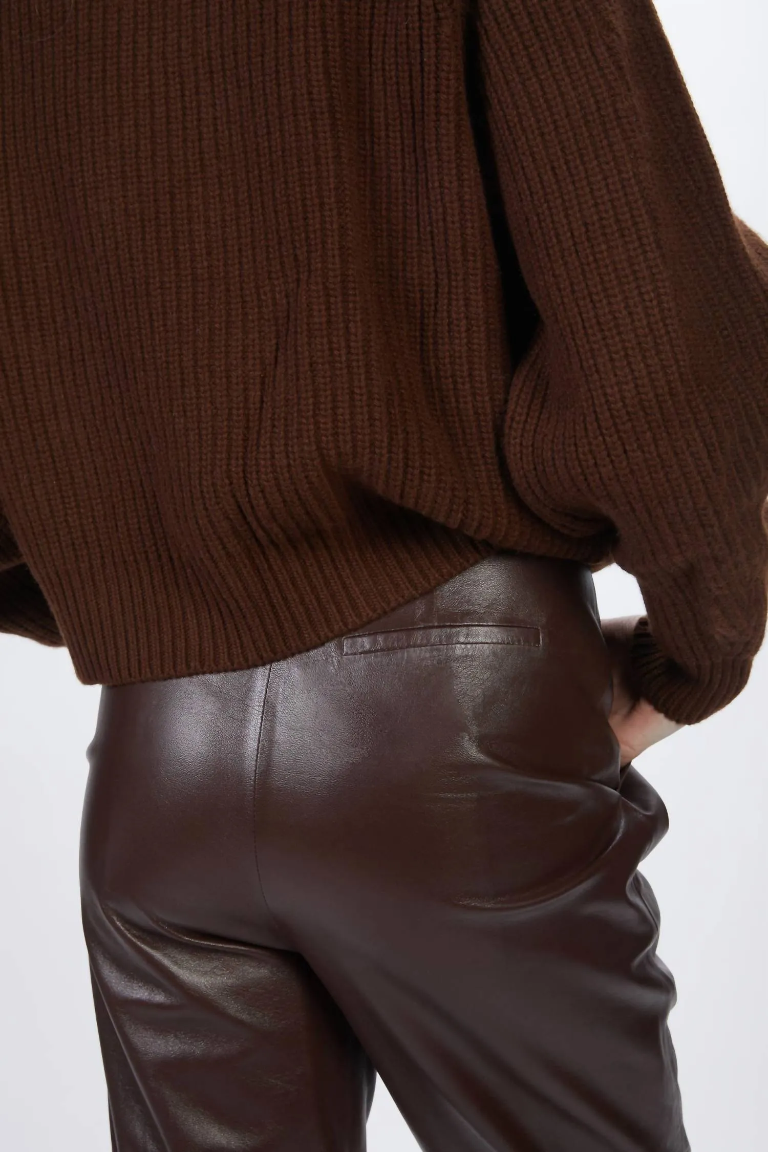 Pleated Leather Pants In Plum