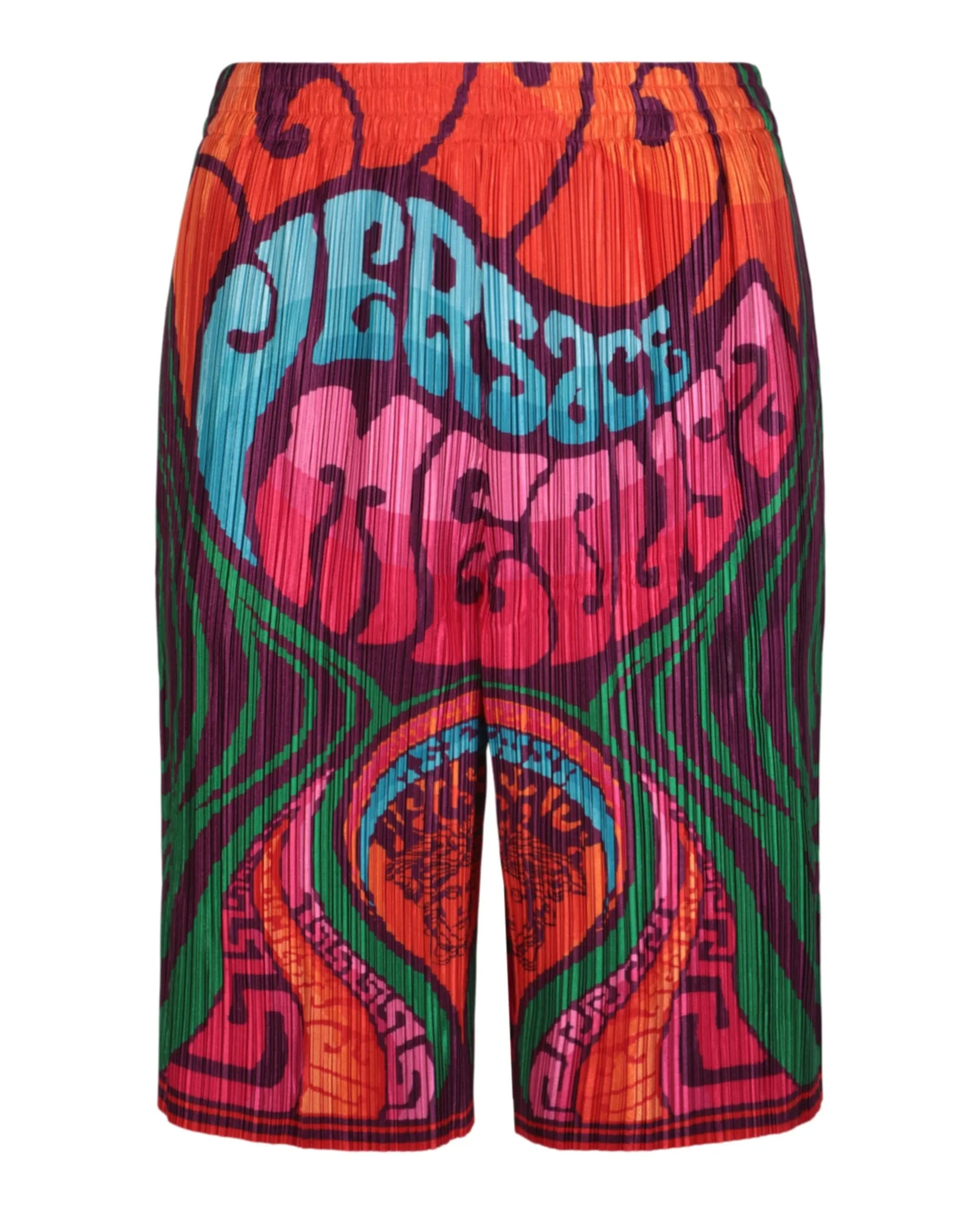 Pleated Medusa Music Print Shorts