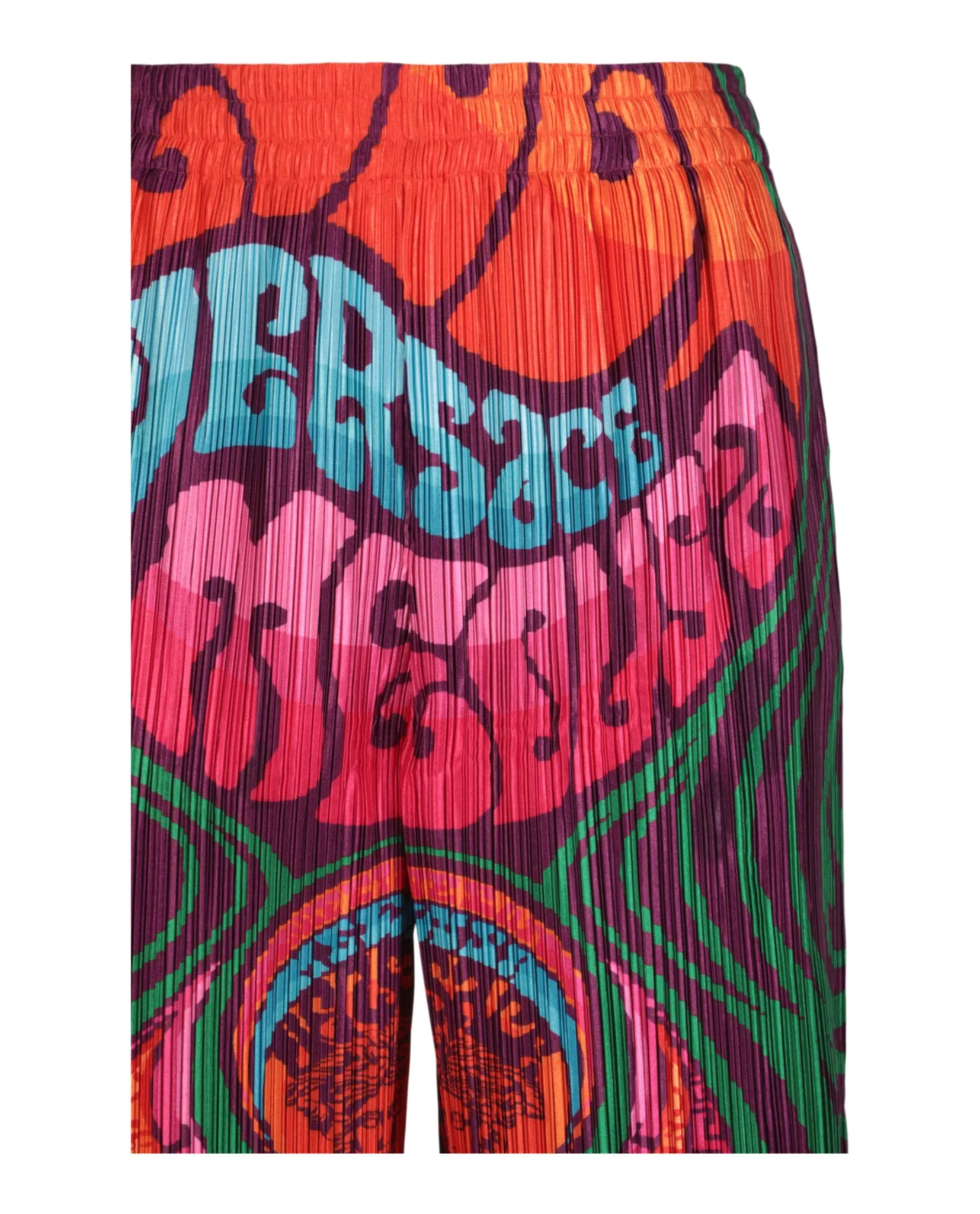 Pleated Medusa Music Print Shorts