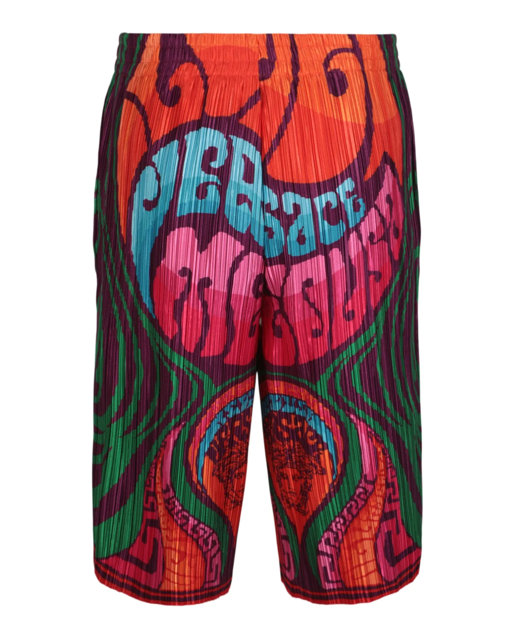 Pleated Medusa Music Print Shorts