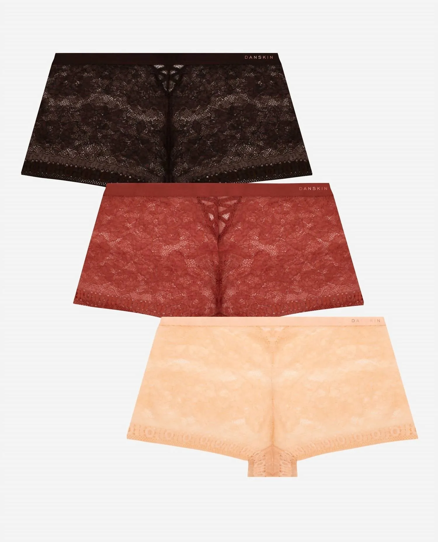 Plus Size 3-Pack Lace Boyshort Underwear In Sweet Harvest Multi
