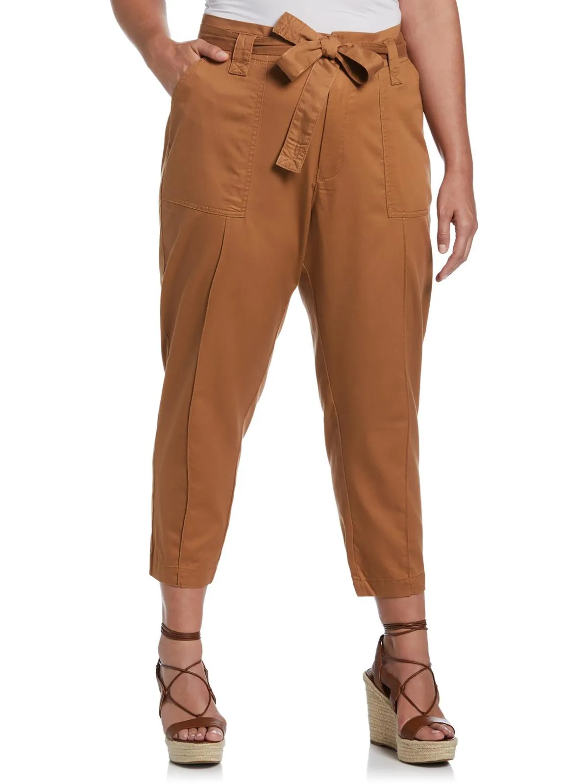 Plus Womens Twill High Rise Cargo Pants