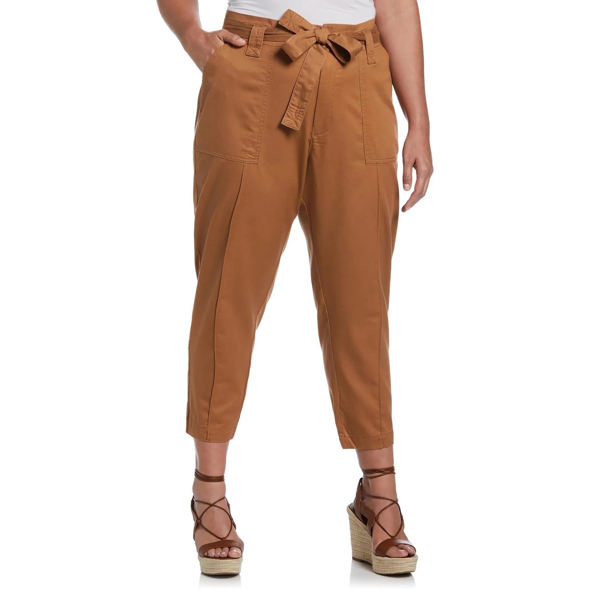 Plus Womens Twill High Rise Cargo Pants