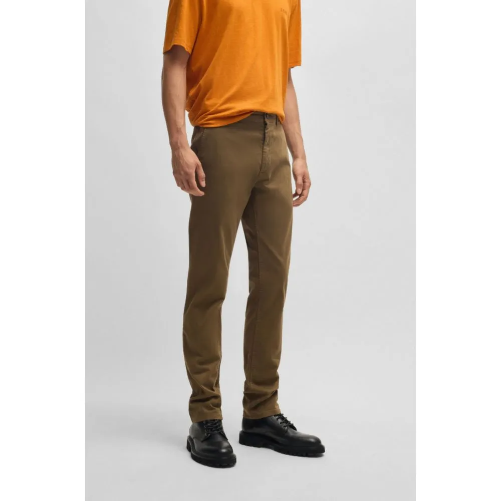 Regular-fit chinos in stretch-cotton satin