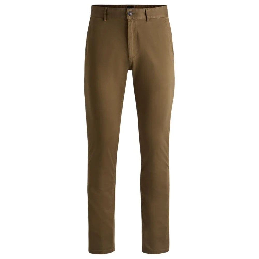 Regular-fit chinos in stretch-cotton satin