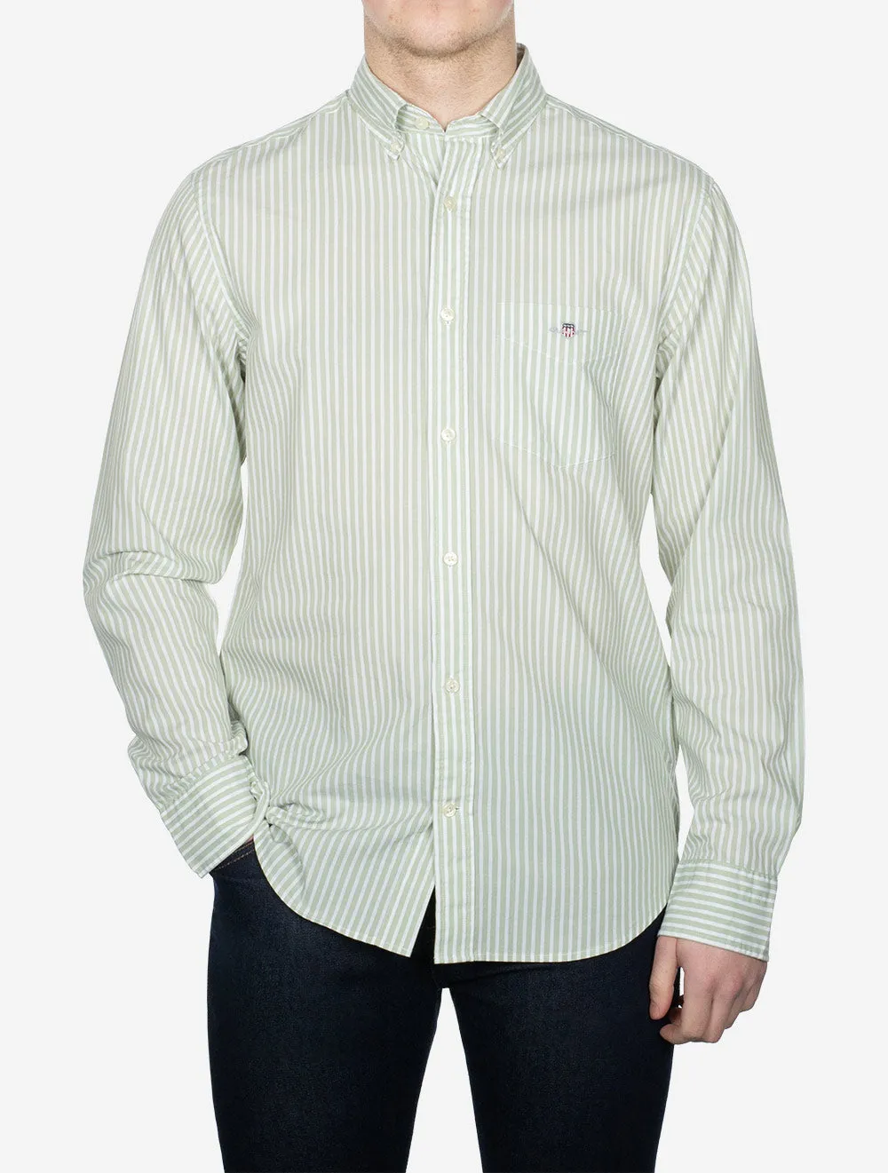 Regular Fit Poplin Stripe Shirt Milky Matcha