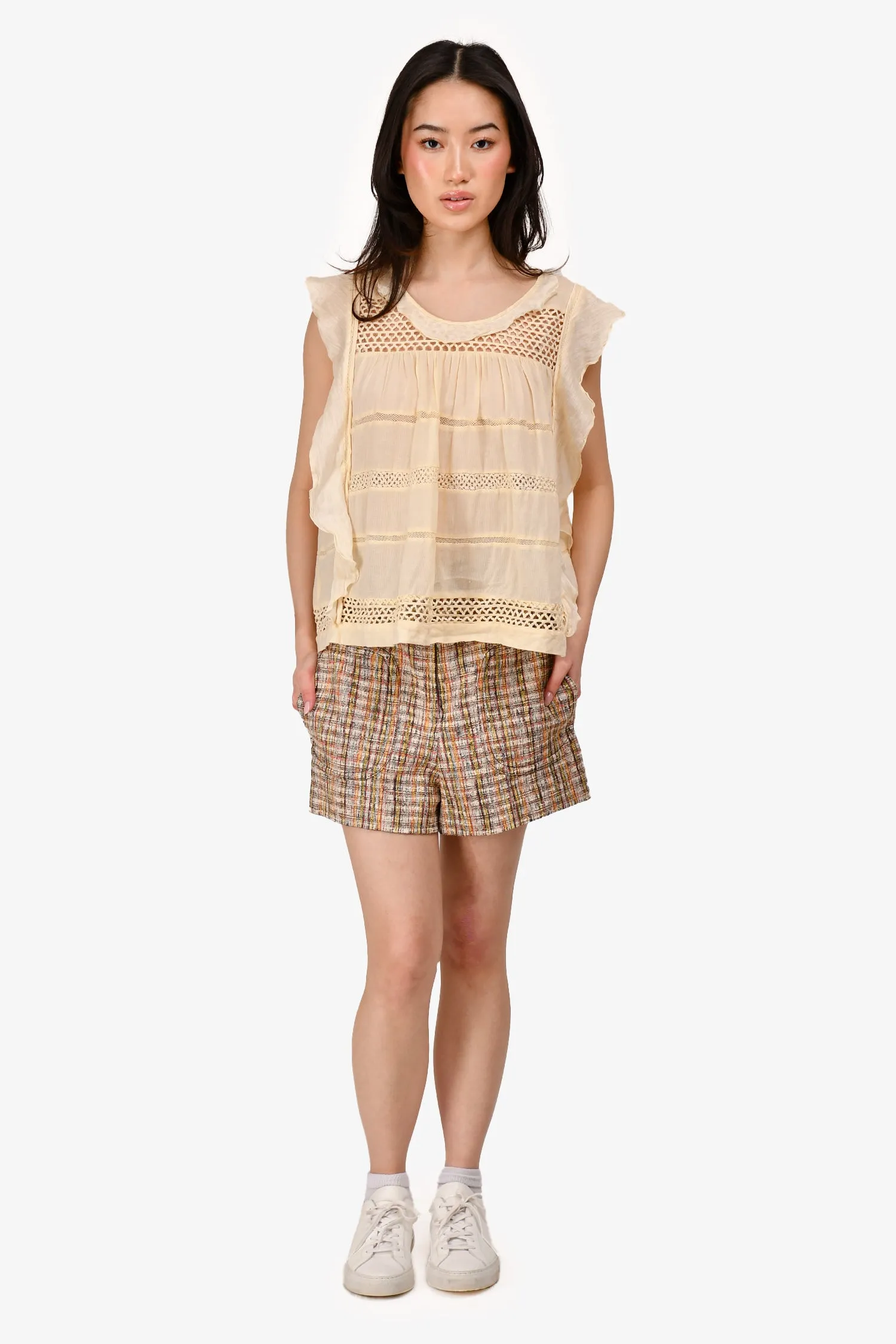 Sandro Brown Tweed High Waisted Shorts Size 34