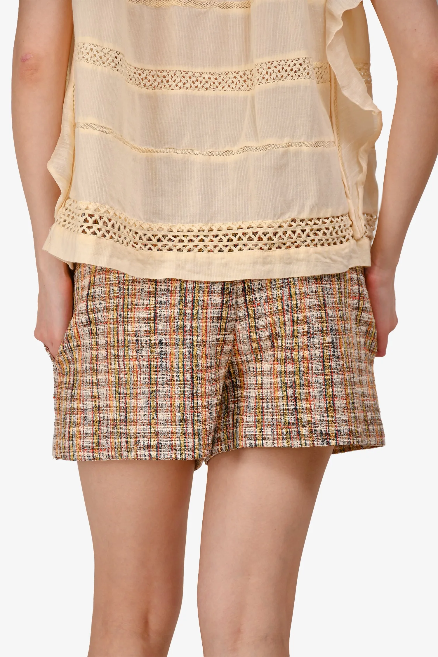 Sandro Brown Tweed High Waisted Shorts Size 34