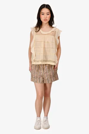 Sandro Brown Tweed High Waisted Shorts Size 34