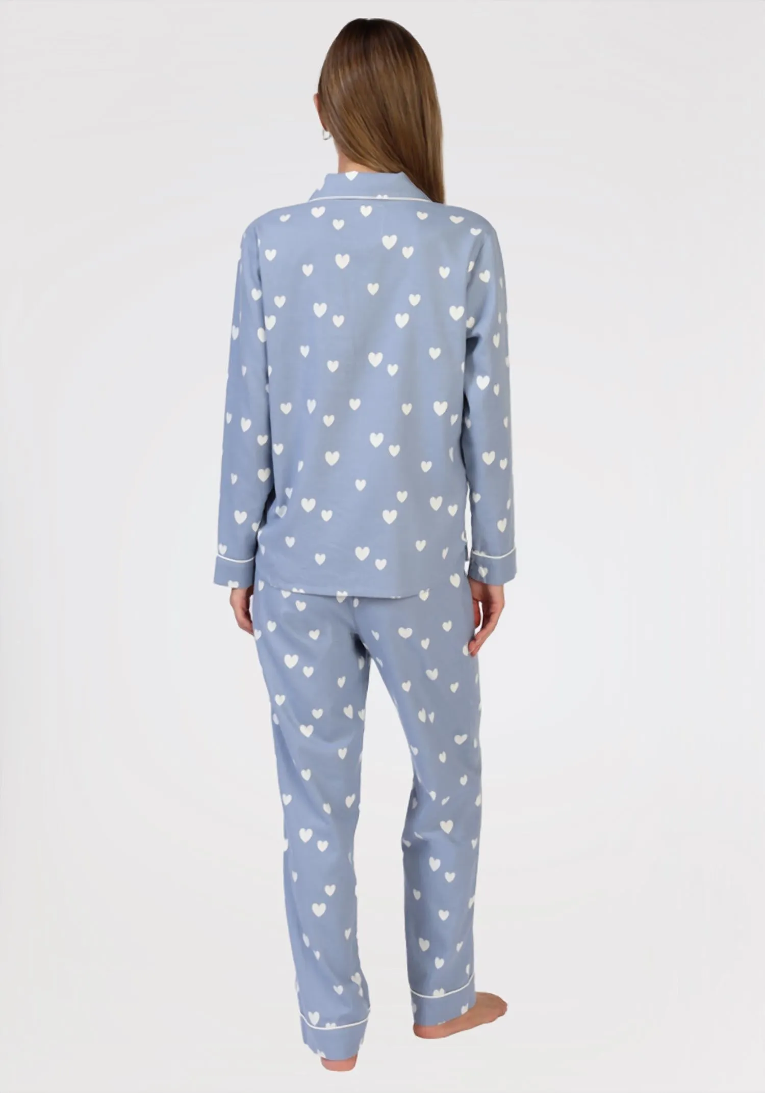 Scattered Heart Pajama Set In Denim
