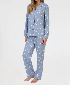 Scattered Heart Pajama Set In Denim