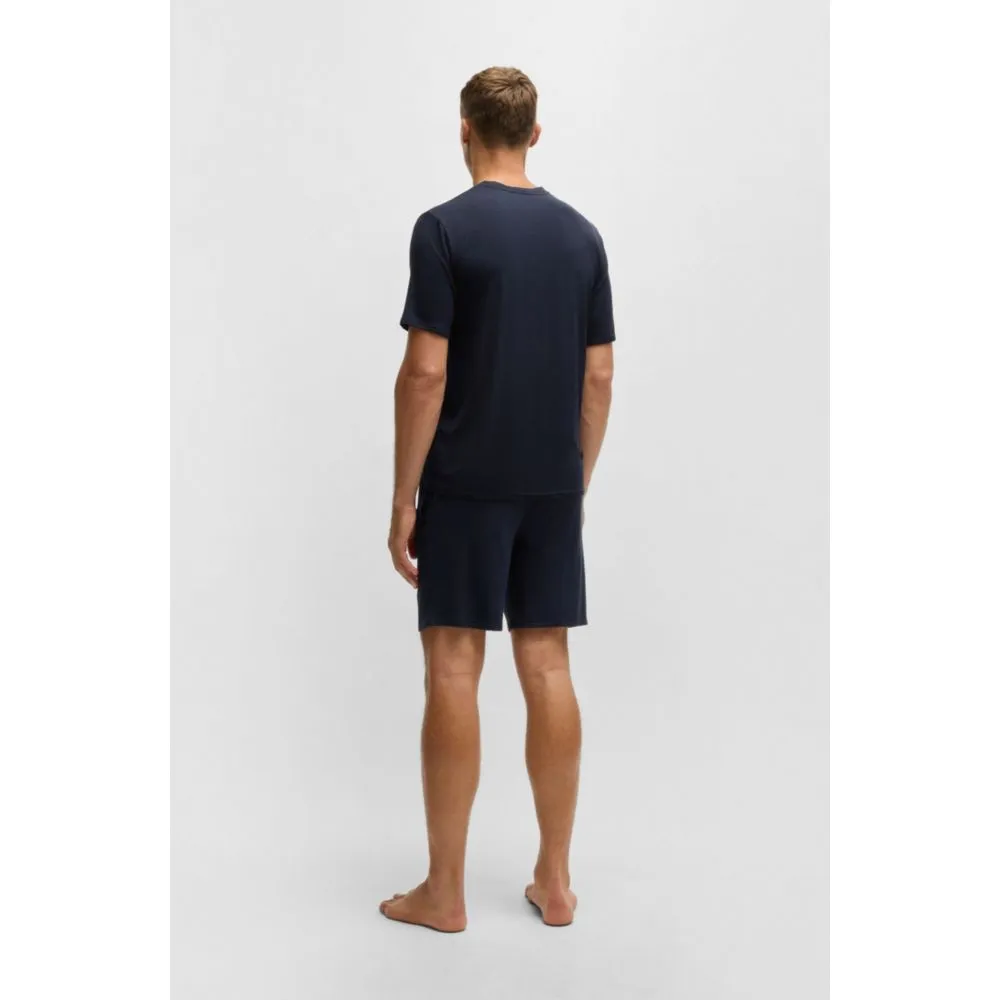 Short jersey pajama set with embroidered branding
