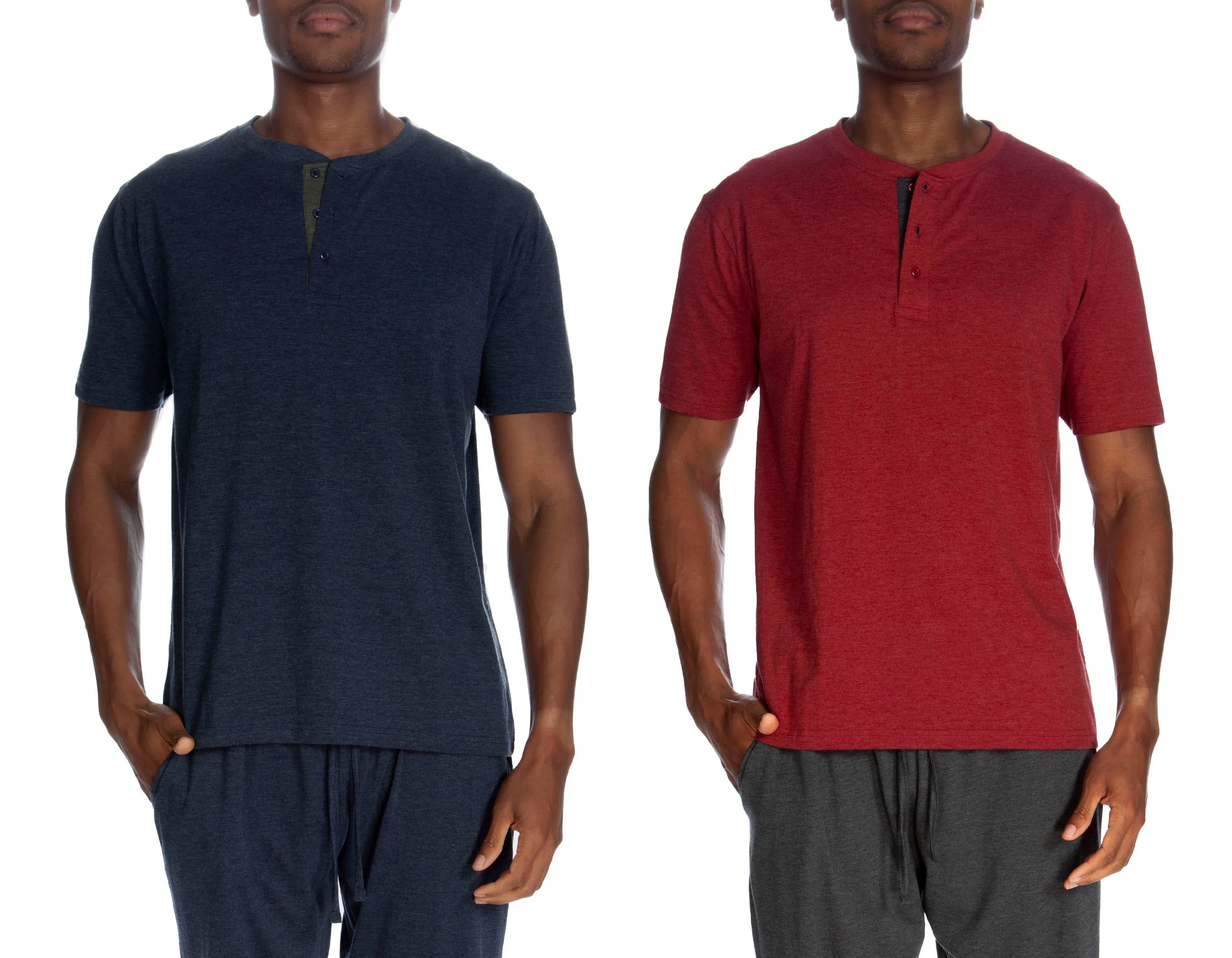 Short Sleeve 3 Button Henley 2 Pack