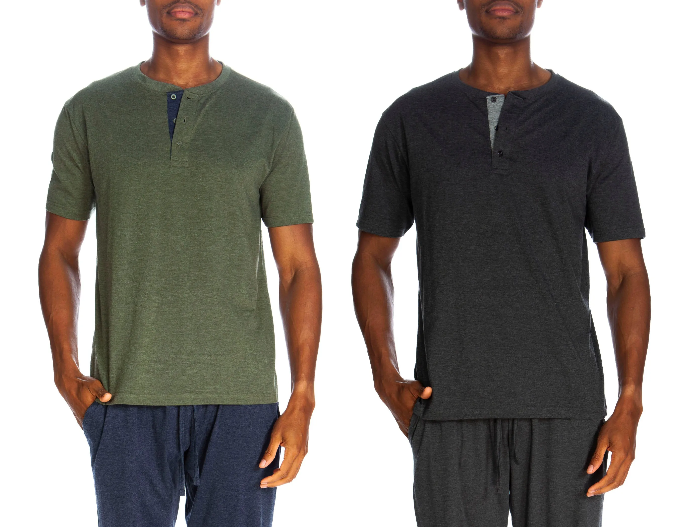 Short Sleeve 3 Button Henley 2 Pack