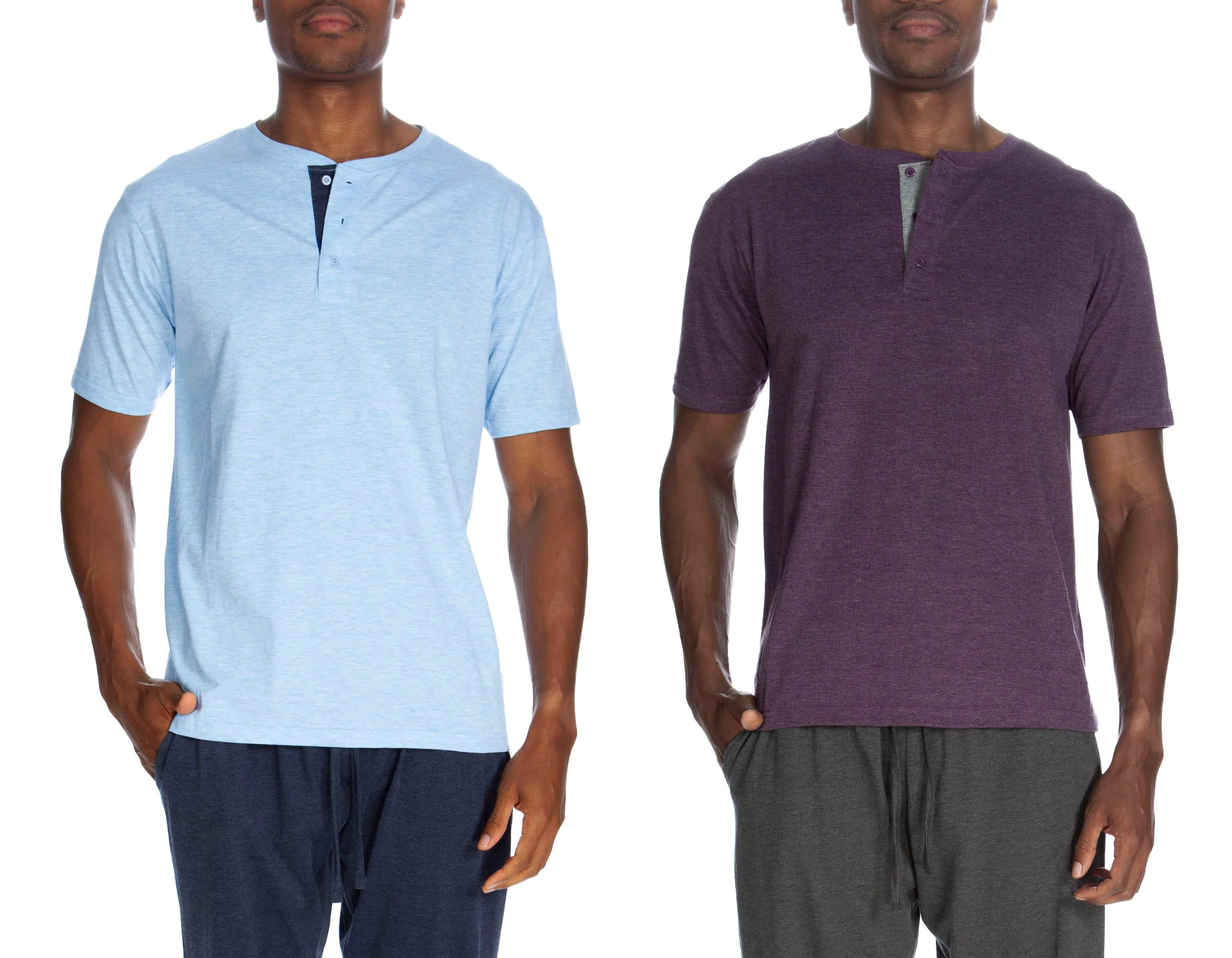 Short Sleeve 3 Button Henley 2 Pack