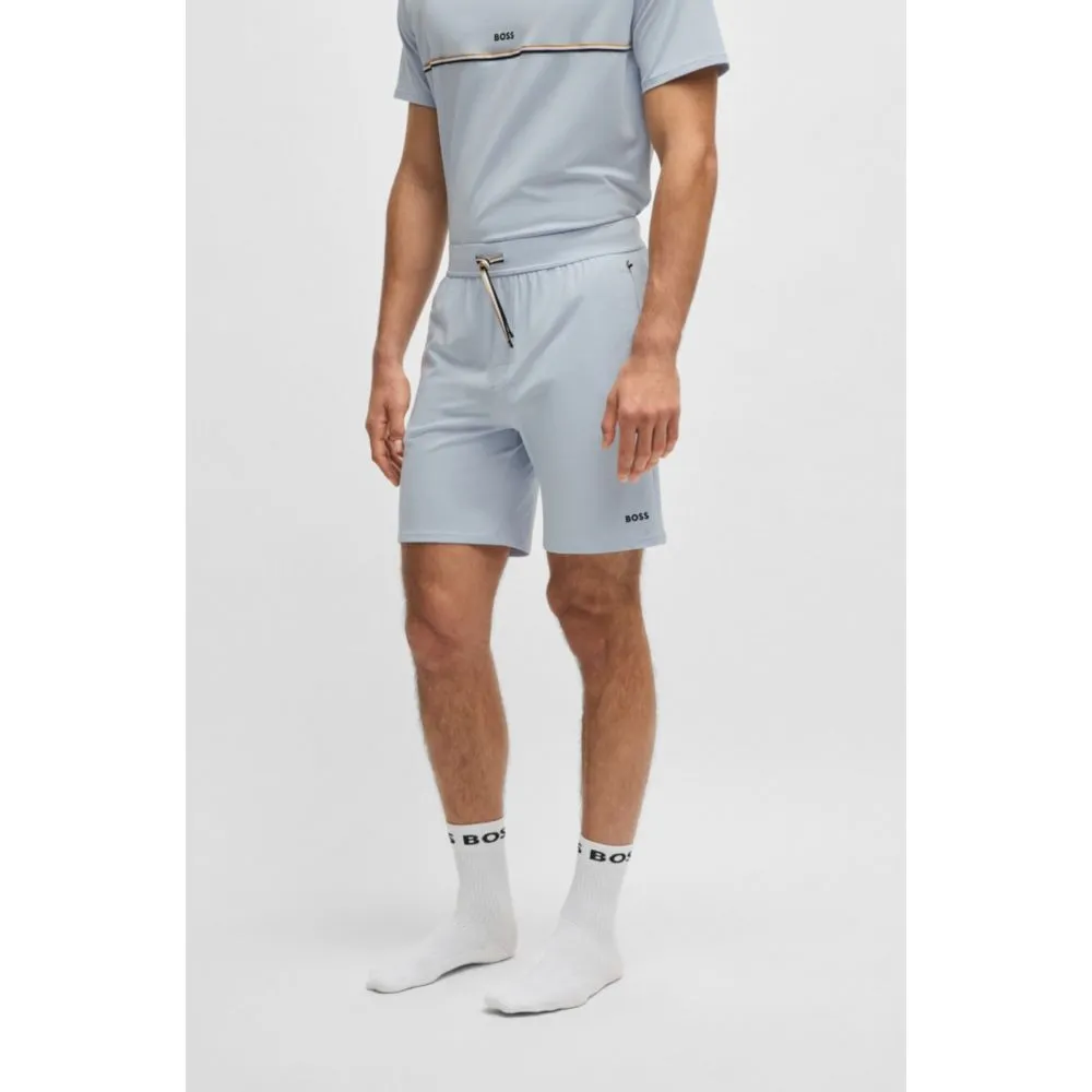 Stretch-cotton pajama shorts with logo print