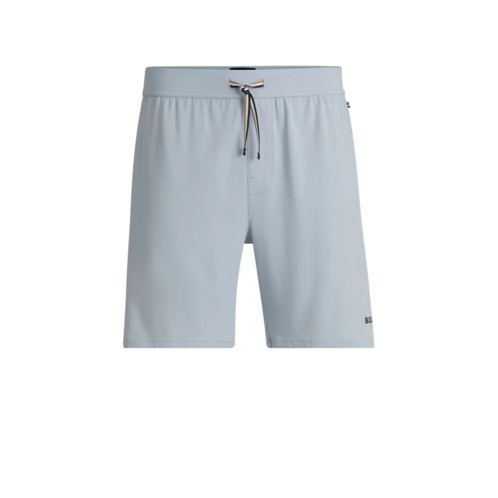 Stretch-cotton pajama shorts with logo print