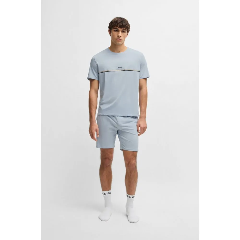 Stretch-cotton pajama shorts with logo print