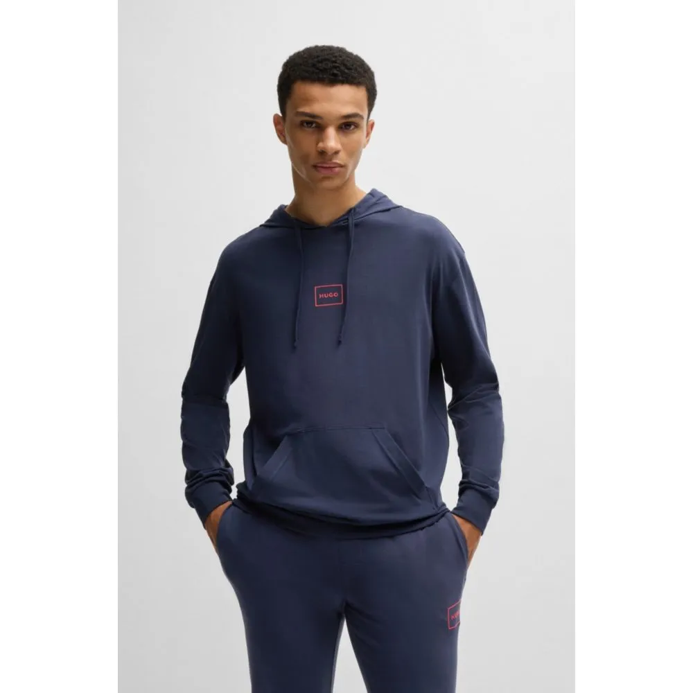 Stretch-cotton relaxed-fit hoodie with logo print