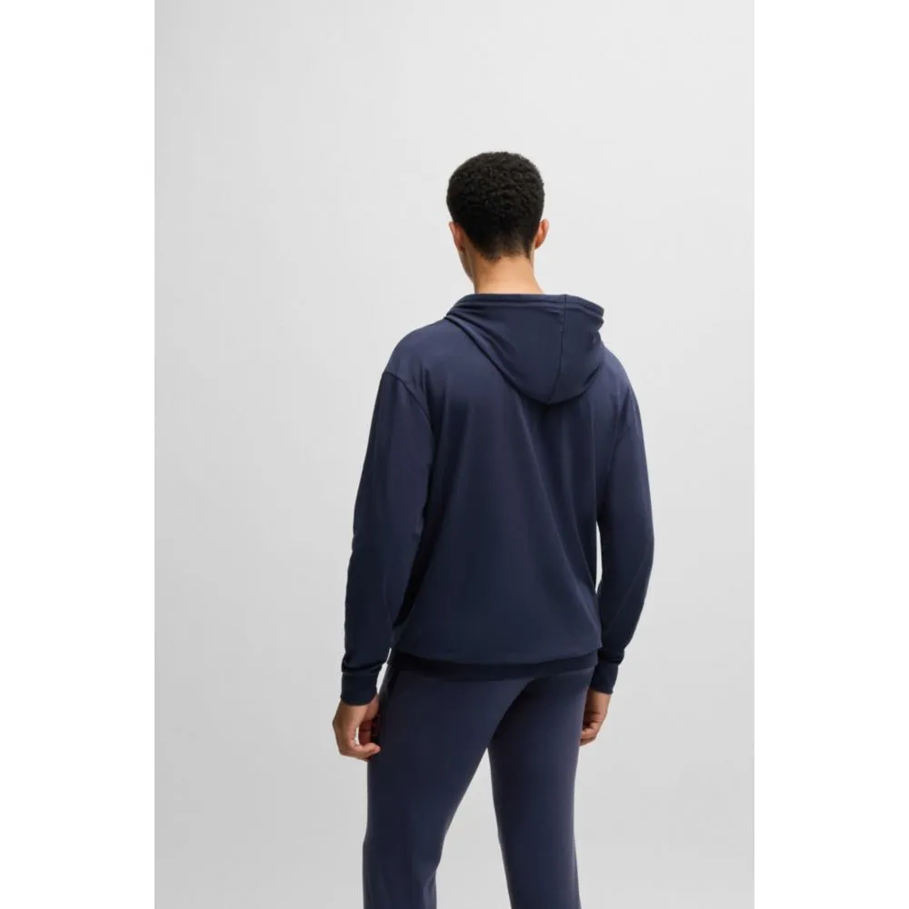 Stretch-cotton relaxed-fit hoodie with logo print