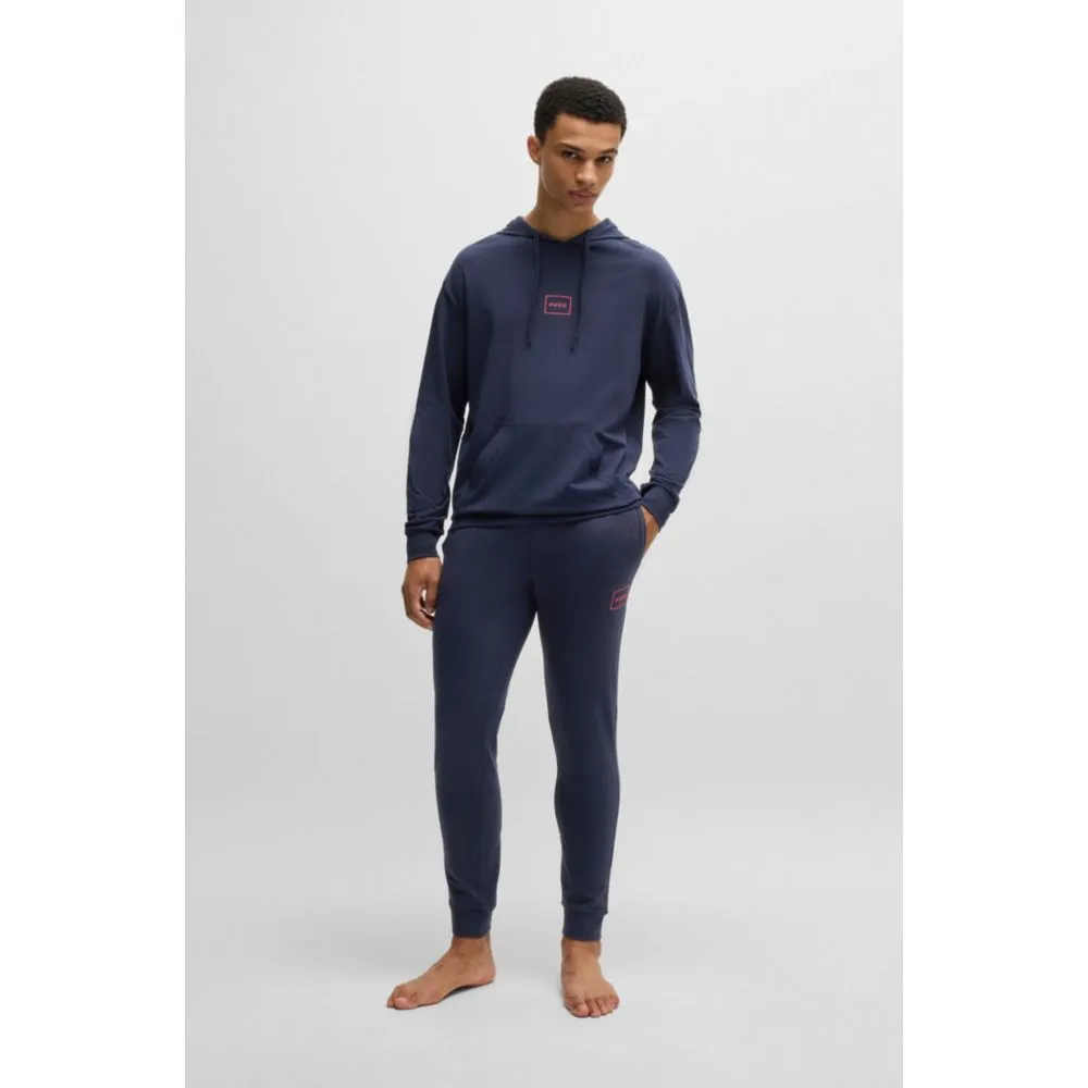Stretch-cotton relaxed-fit hoodie with logo print