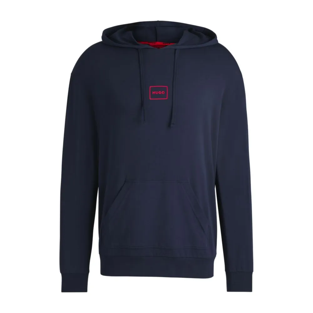 Stretch-cotton relaxed-fit hoodie with logo print