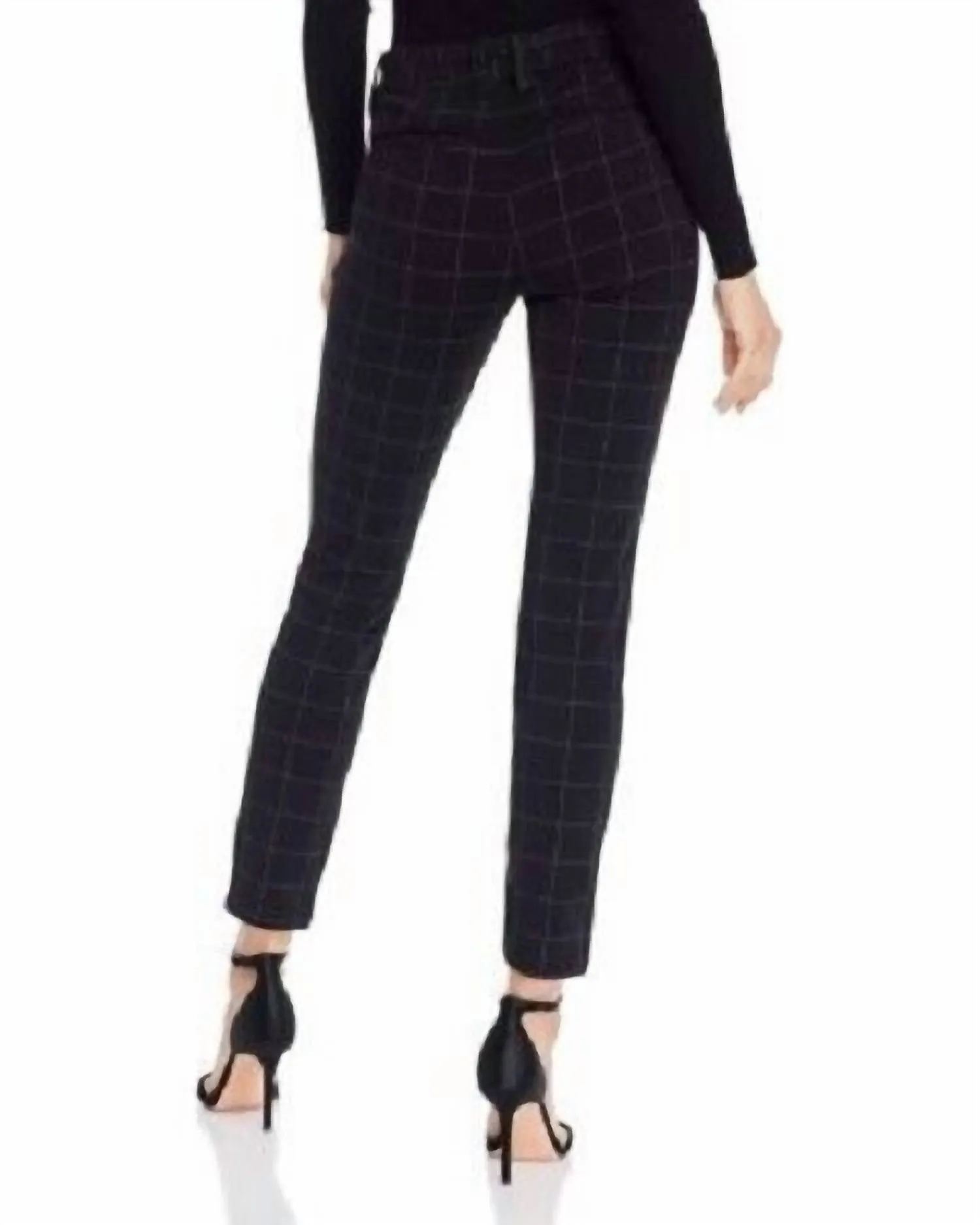 Stretch High Rise Ponte Slim Pants In Black