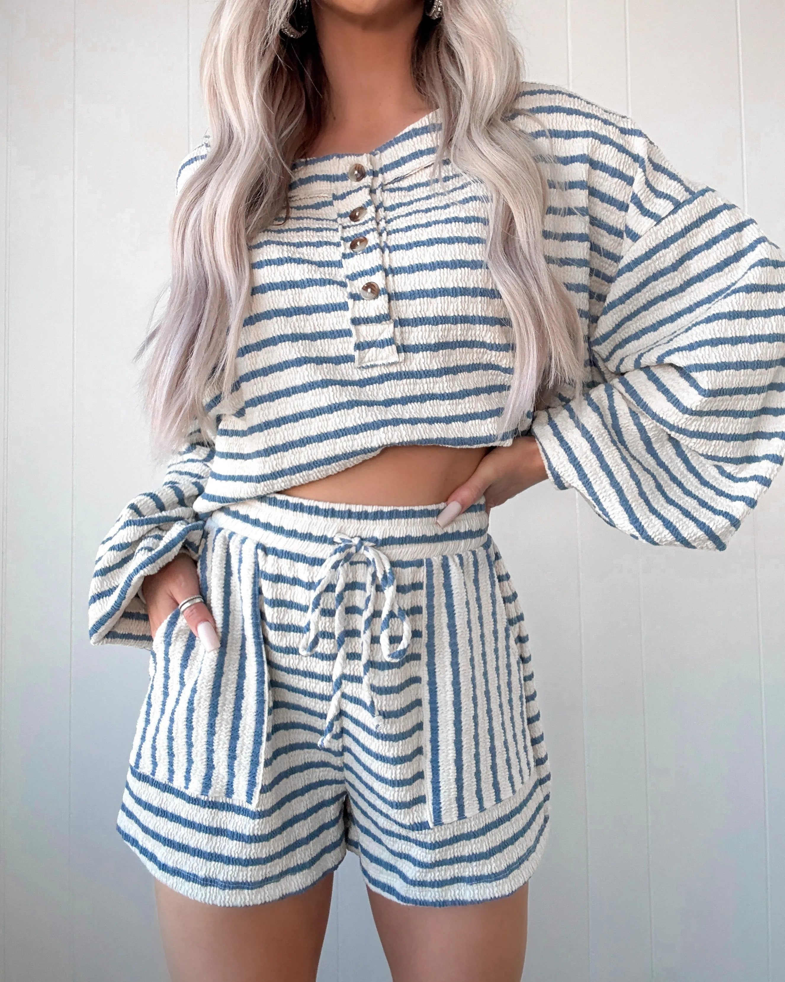Subtle Statement Striped Shorts - Blue