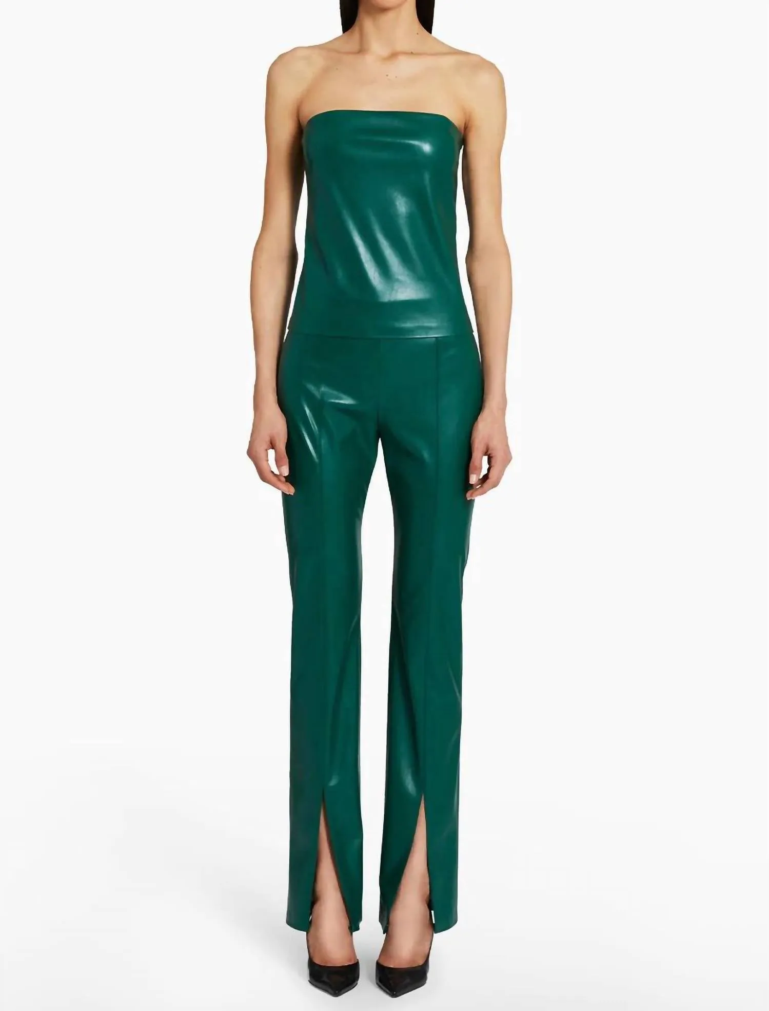 Tavira Faux Leather Pant In Green