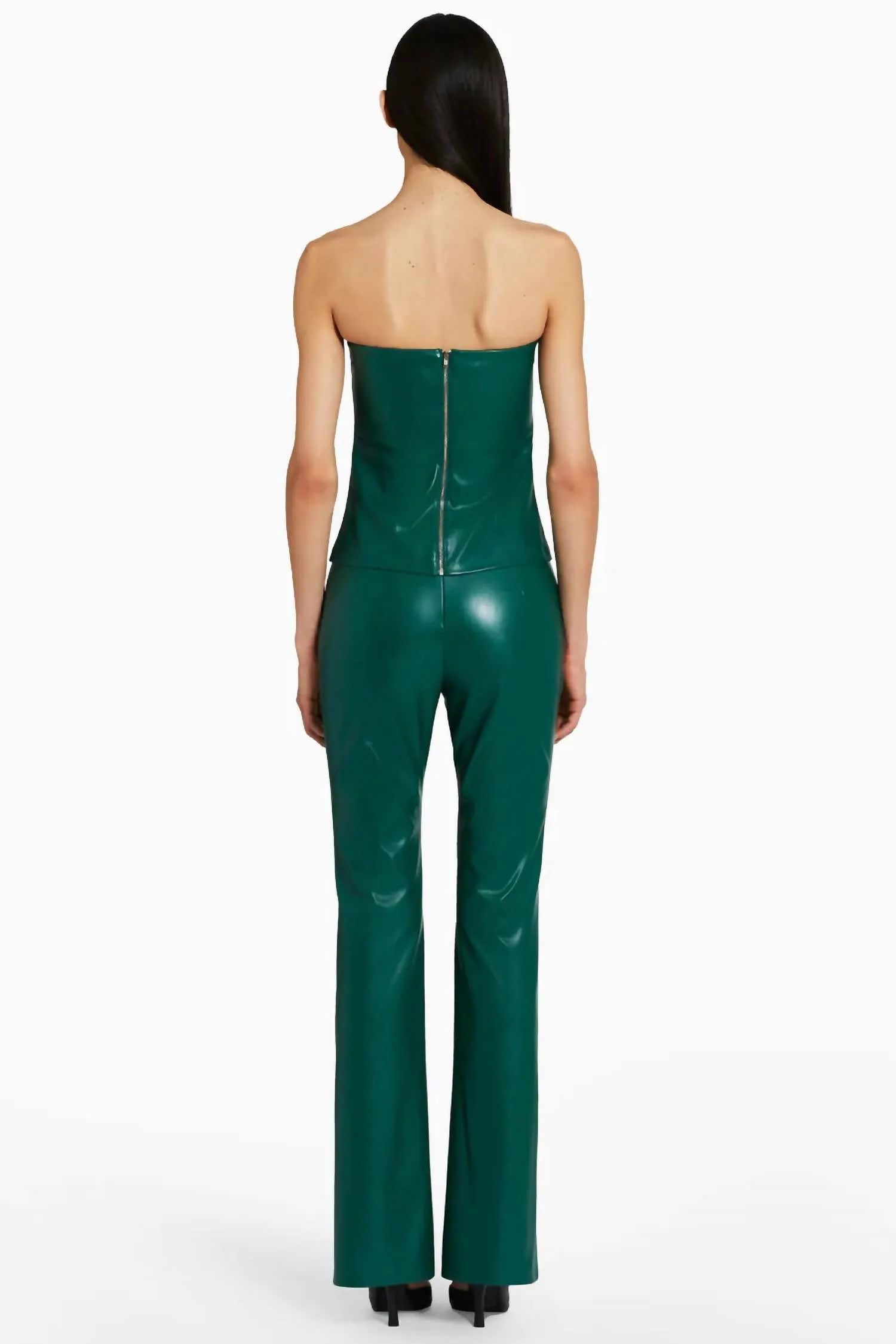 Tavira Faux Leather Pant In Green