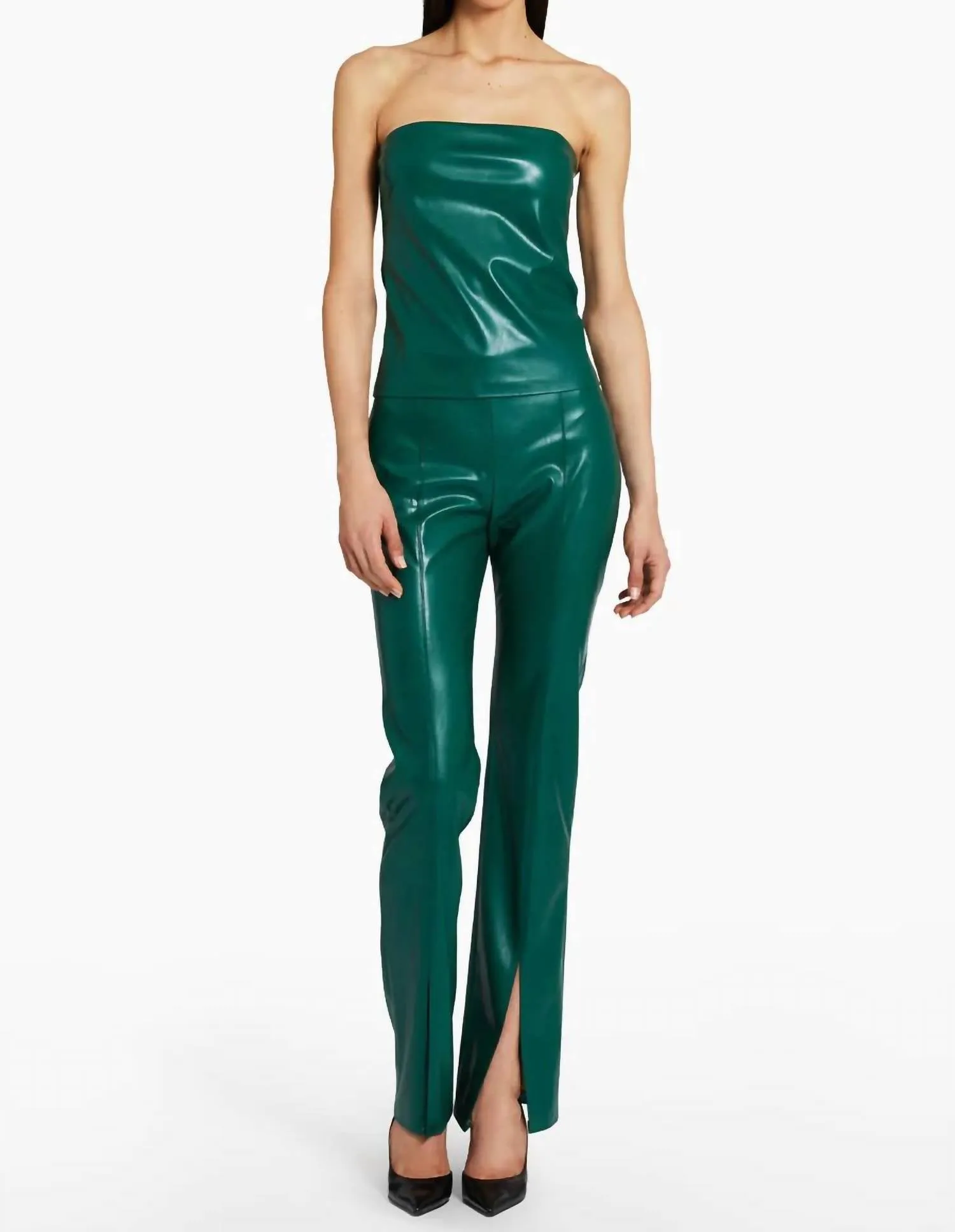 Tavira Faux Leather Pant In Green