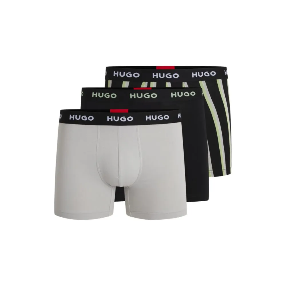 Three-pack of stretch-cotton boxer briefs with logos