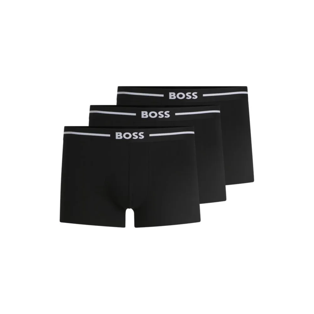 Three-pack of stretch-cotton trunks with logo waistbands