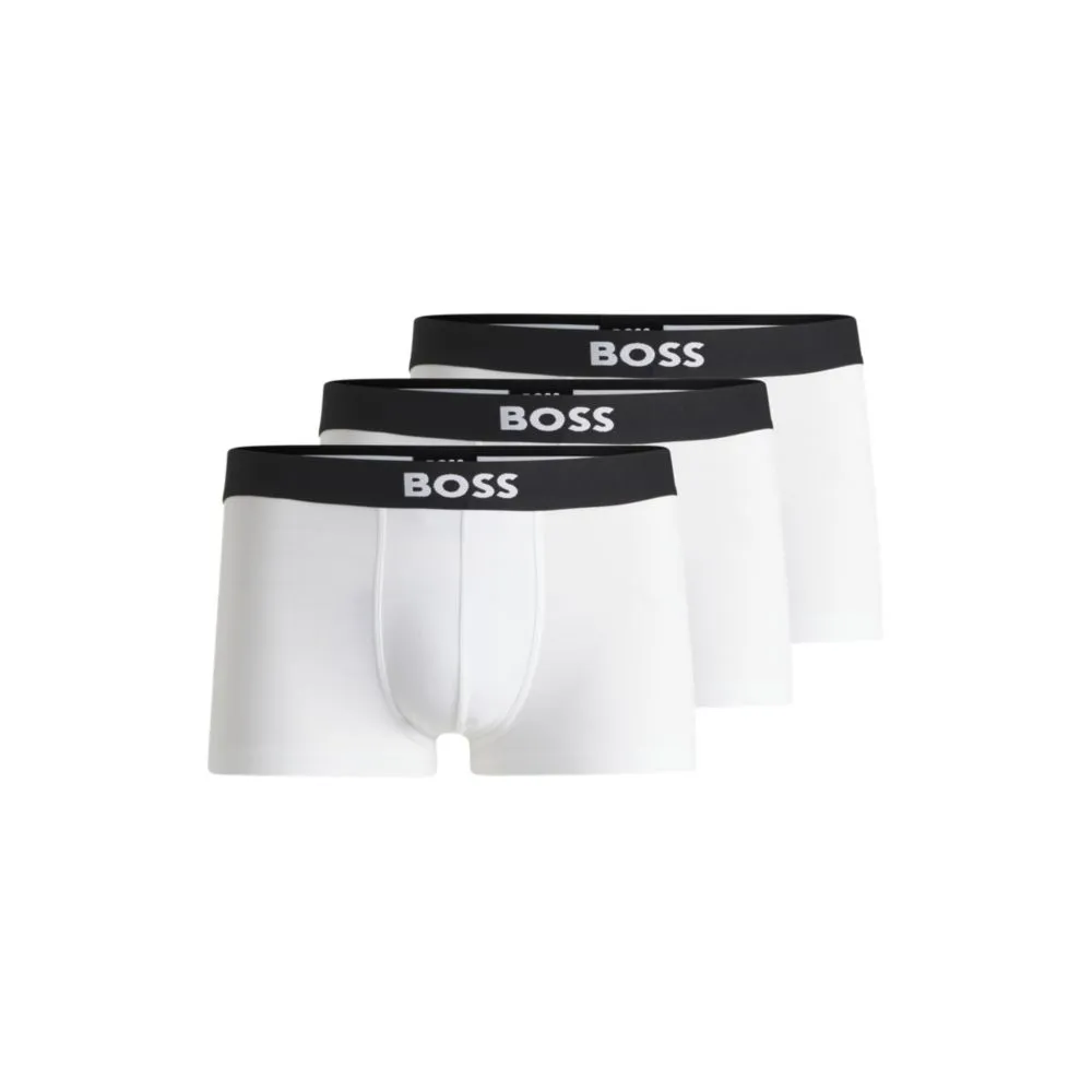 Three-pack of stretch-cotton trunks with logo waistbands